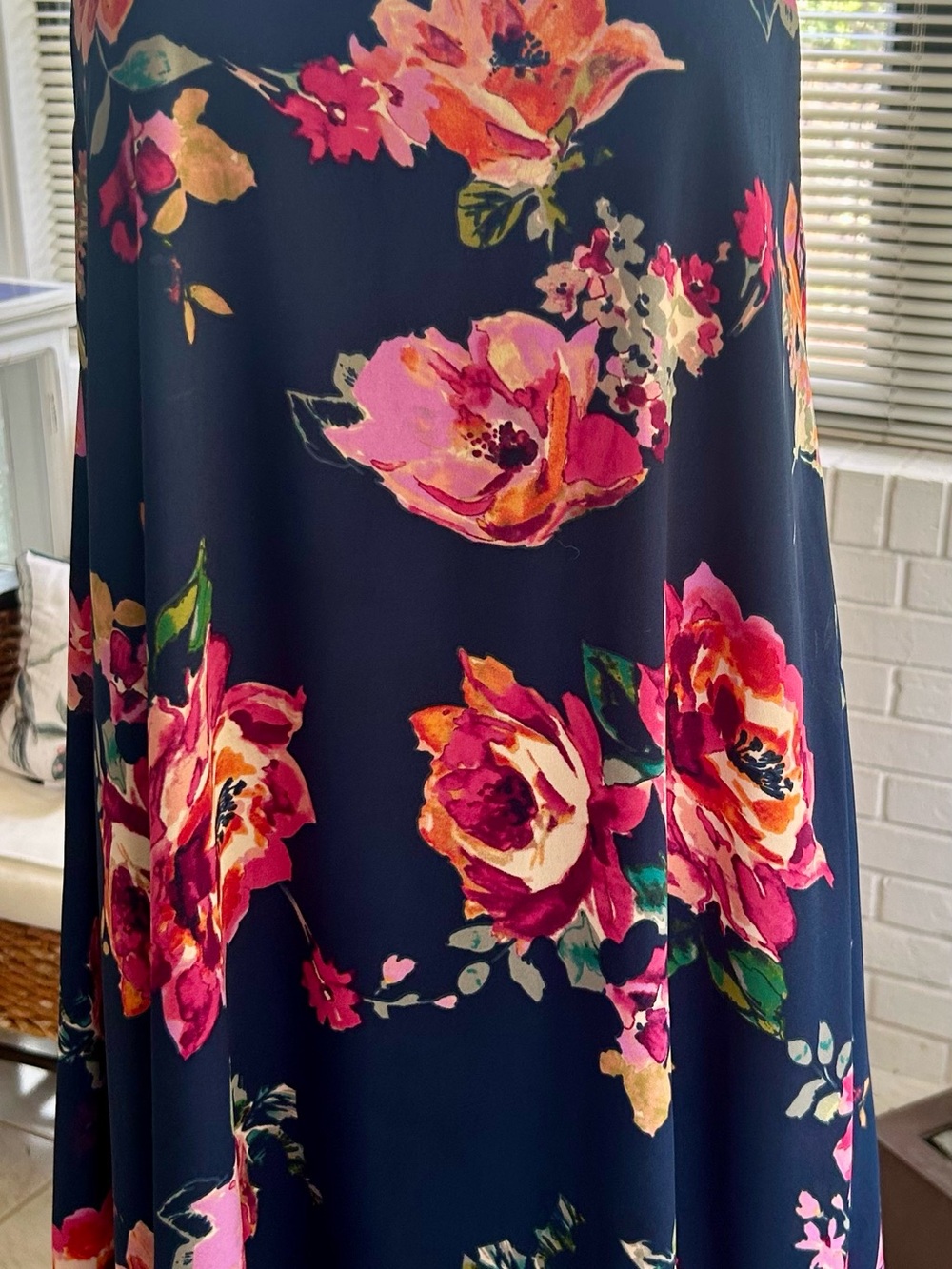 Everly Navy Floral Mini Dress with Pink & Green Accents